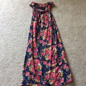 Floral Maxi Dress in Navy and Pink
